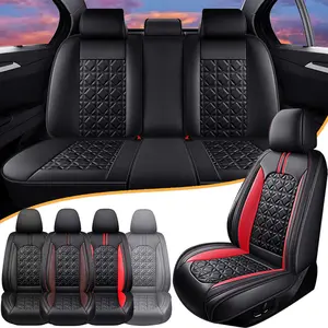 Universal for 5 Seats Full Set Car Seat Covers,Premium Waterproof PU Leather Cushion Protectors, Front and Rear Bench Seat 40/20/40 Split , Breathable Auto Accessories, Fit for Ford/Chevrolet/Jeep/Honda/Toyota / Kia /Hyundai /Nissan/Mazda /Acura/Tacoma