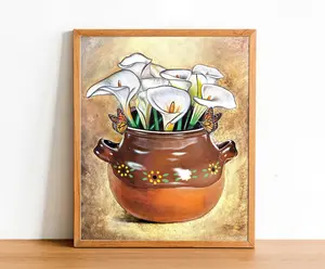 Los Alcatraces Art Poster Unframed , Mexican wall art, Mexican art, latin art, Mexican kitchen decor, mexican decor, mexican gifts, Calla Lily art