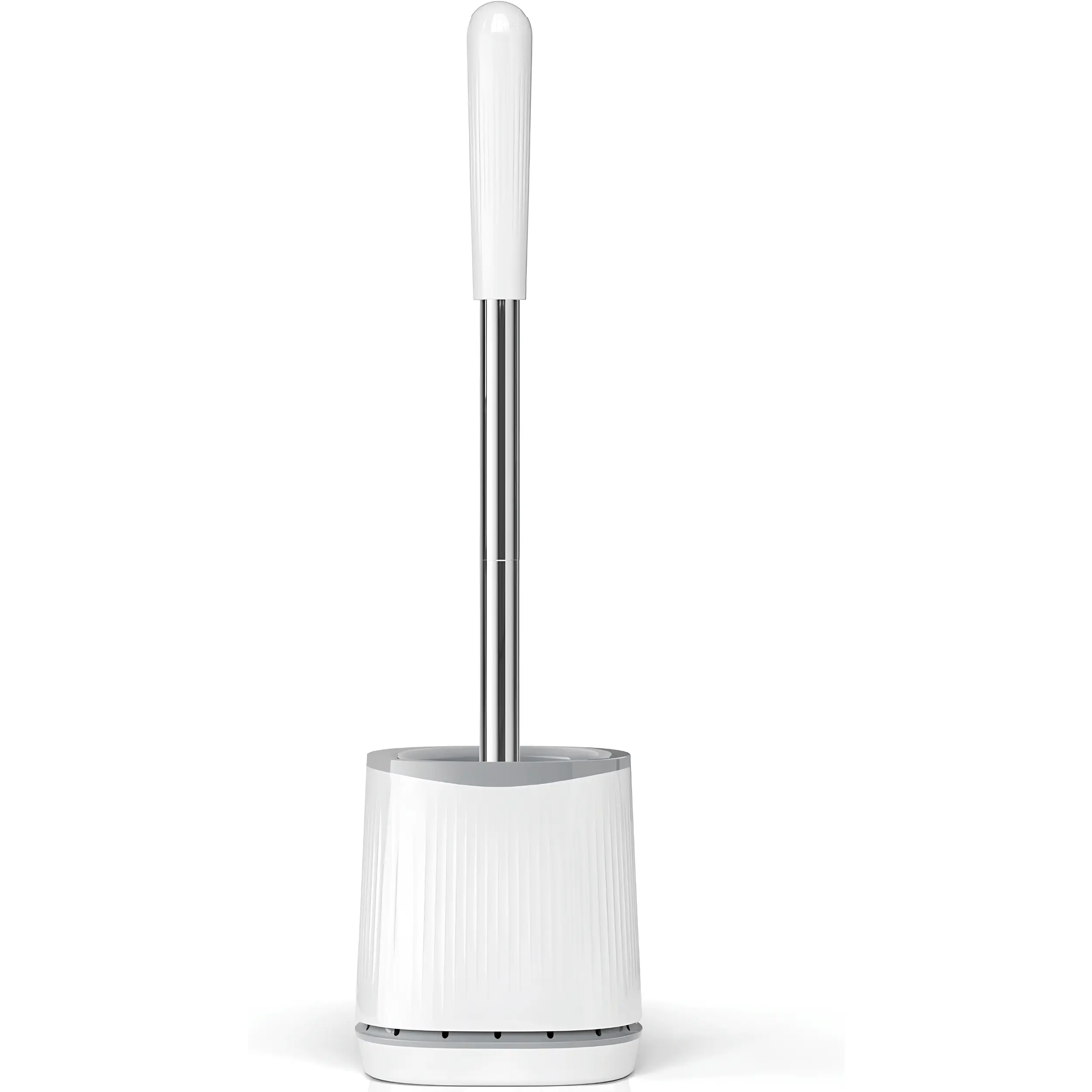 Toilet Brush and Holder Set Deep Cleaning Toilet Bowl Brush with Durable Bristles, Ventilated Holder, Wall Mounted Compact Bathroom Cleaning Brush, Space Saving Toilet Cleaning Accessories for Home, White