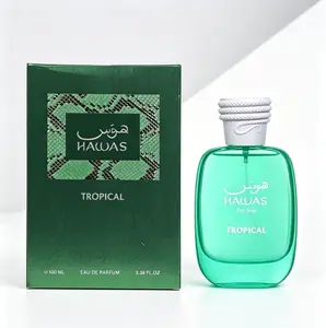 Hawas For Him Tropical Eau De Parfum Spray 3.38 fl.oz 100ml, Vibrant Tropical Scent for Men, Fresh Refreshing Fragrance with Bright Fruity Notes, Long-Lasting Perfume for Daily Wear, Travel & Casual Occasions