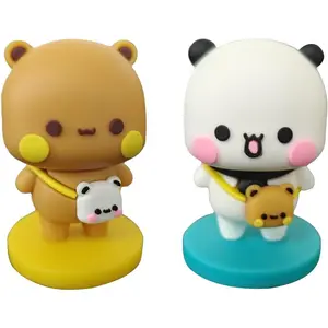 2 PCS Bubu and Dudu Bears Car Dashboard Decorations, Cute Cartoon Statue Bears Panda Figurine Office Desk Decor for Decor Accessories Tabletop Ornaments Gifts (F)