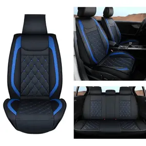 Nilight Kia Civic Corolla Hyundai Honda Camry CRV RAV4 Fusion 5 Seat Covers (Full Set, Black-Blue)