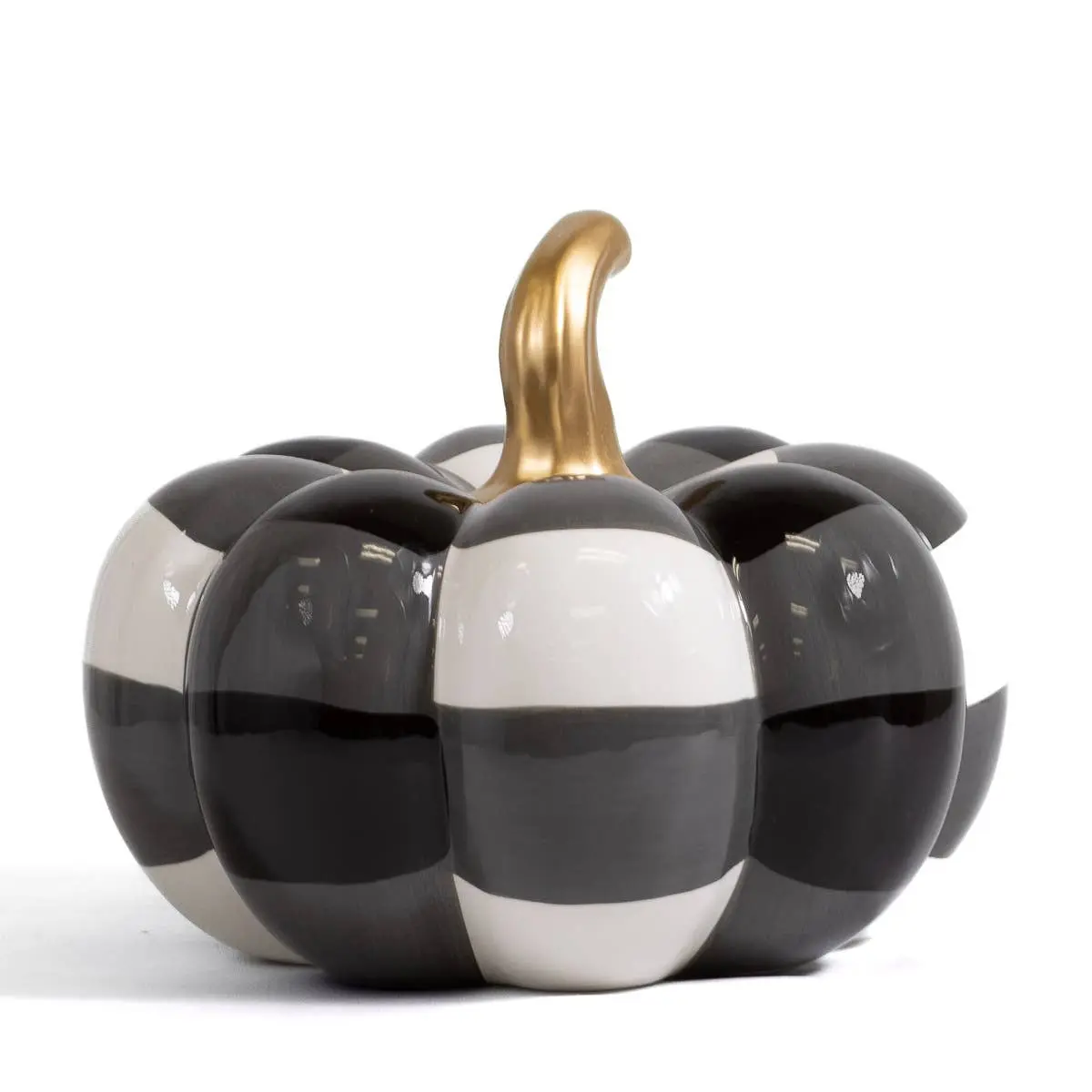 White and Black Check Ceramic Pumpkin