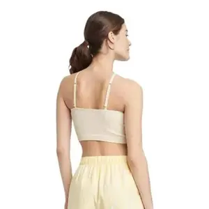 Colsie Womens Size L Beige Ribbed Seamless Square Back Halter Brami NWT