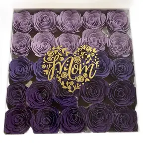 Mom Heart Shadow Box - Assorted Purple Flowers with Gold Lettering Design Decor Decorative