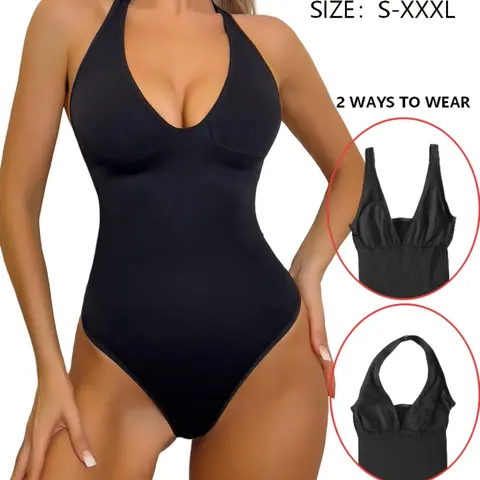 Women's Solid Color Elastic Tummy Tuck Minimalist Shapewear Bodysuit, Adjustable Strap Tummy Control Shaper, Women's Waistband Shaping Bodysuit for Daily Wear Underwear
