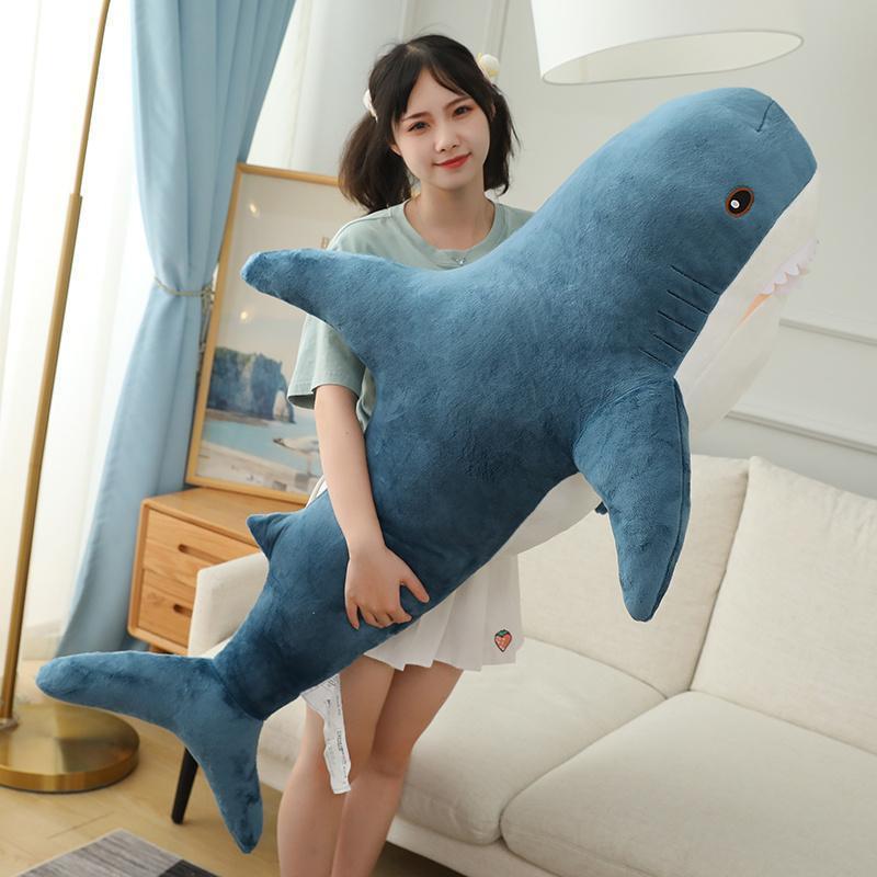 Simulated Shark Sea Creature Blue Pink Grey Fish Toy  Super soft Dolls Cartoon Pillow Bed Decor Birthday Gift for Girls Boys