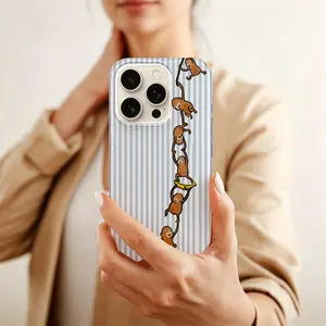 Phone case — cute cartoon monkey chain phone case, compatible with iPhone 17/16/15/14/13/12/11/XS/XR/X/7/8 Plus/Pro/Max and Samsung S25/S24/S23/S22 Ultra/Plus — creative fashion, easy design, personalized full coverage, drop protection cover