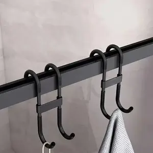 2-Pack Rust-Resistant Plastic Shower Door Hooks, Multi-Purpose Heavy-Duty Hangers for Clothes, Coats, Towels, Bathroom Accessories