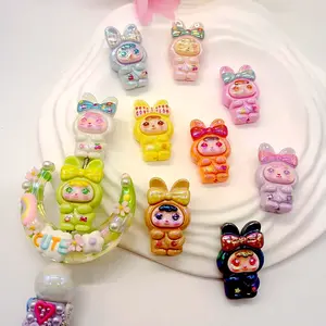 10pcs Multicolor Resin Beads with Butterfly Knots, Beads Charms Accessories, DIY Craft Supplies for Jewelry Making, Phone Chain Accessories, Holiday Gifts