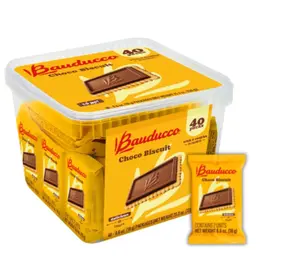 Bauducco Choco Biscuit Cookies – Crispy Chocolate-Covered Biscuits, Individually Wrapped for Snacking, Dessert, and Lunch Boxes, 25.3 oz (Pack of 40)