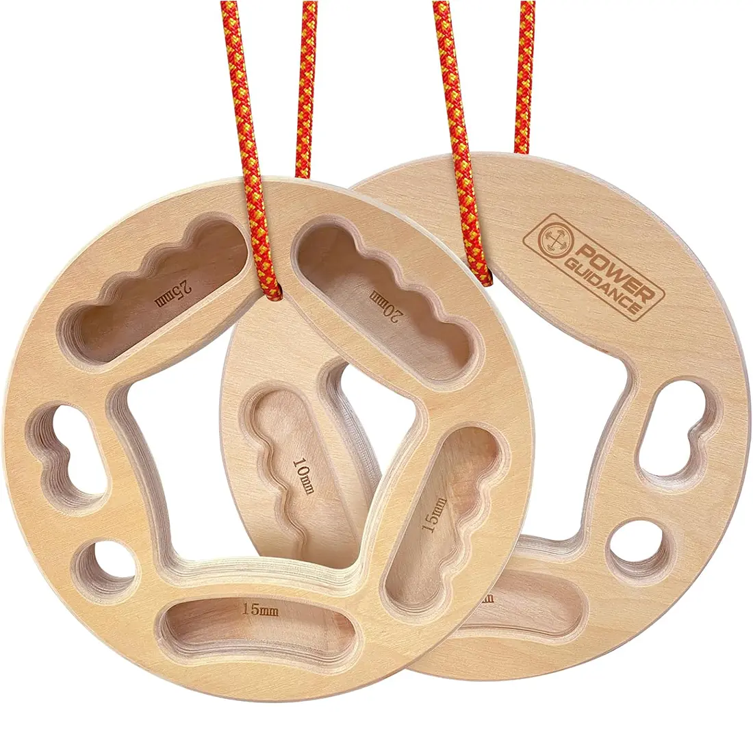 POWER GUIDANCE Hangboard, Skin Friendly Birch Wood Fingerboard for Adults - Compact, Double-Sided Grip Trainer with 5 Depths for Outdoors, Rock Climbing, Five Depths