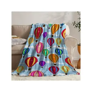 1pc Hot Air Balloon Pattern Blanket, Suitable For Sofa, Bed, Office Nap Throw, Outdoor Camping, Travel Blanket, Extra Large Soft Comfortable Blanket-30*40in