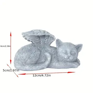 1pc Angel Dog Angel Cat Pet Garden Statue, Resin Pet Memorial Sculpture, Decorative Vivid Sturdy Craft For Pet Memorial Gravestone, Creative Garden Art For Easter, Yard, Patio, Lawn, Balcony Decor, Gift For Dog And Cat Lover, Pet Funeral Outdoor