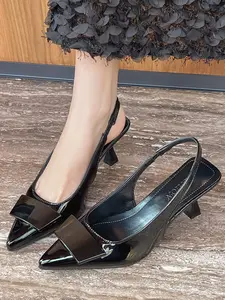 Women's Fashion Plain PU Leather Upper Stiletto High Heels, Elegant Pointed Toe Shoes, Comfortable for Parties and Daily Wear