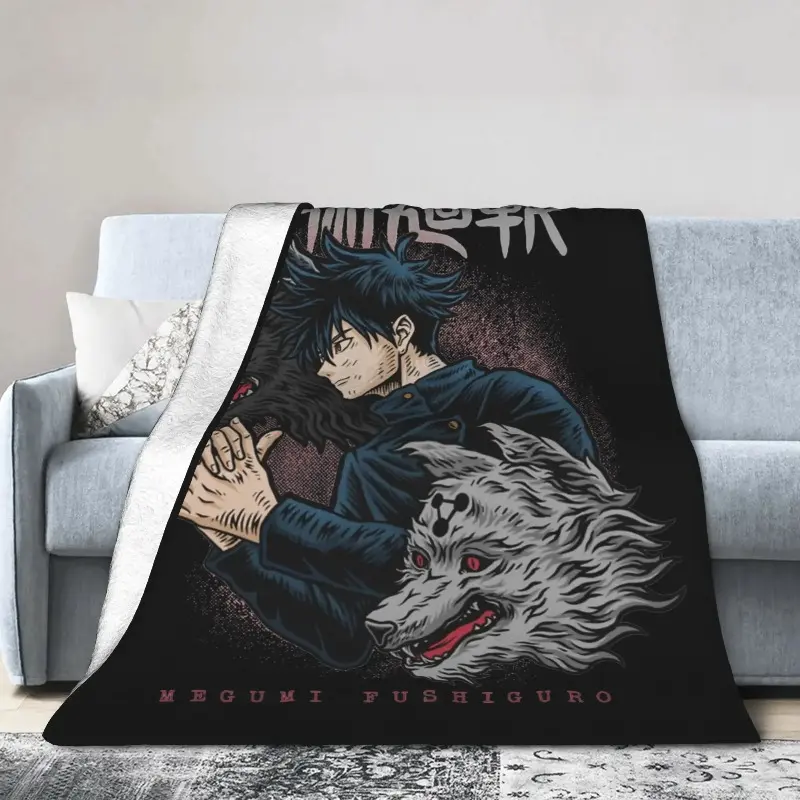 Jujutsu Kaisen Anime Fleece Blanket - Megumi Fushiguro Design, Super Warm Anime Manga Blankets, Japanese-Themed Throw for Sofa, Office, Bedding (Spring & Autumn Use), Japanese-Themed Blankets