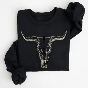 Long Horn, Cow Skull, Rodeo, Cowboy Sweatshirt