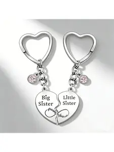Heart Shaped Laser Engraved Keychain Stainless Steel Matching Key Ring Couple Holiday Gift