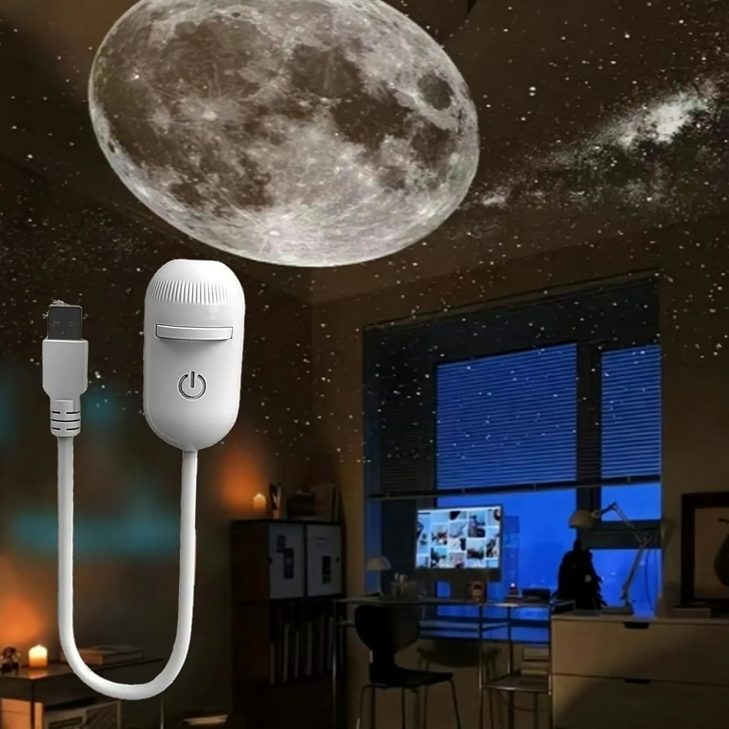 USB Galaxy Projector Night Light, 2-in-1 Starry Sky Projector Night Light, 360 Degree Rotatable, Star Ceiling Light for Bedroom, Car Roof Star Lights for Kids Adults