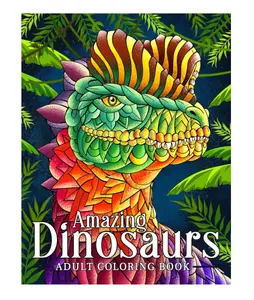 Amazing Dinosaurs: Coloring book for adults with dinosaurs with ornaments. Prehistoric Animals World