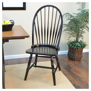 Carolina Living Garner Windsor Chair Black and Table: Classic Spindle Back, Wood Frame, 300lb Capacity