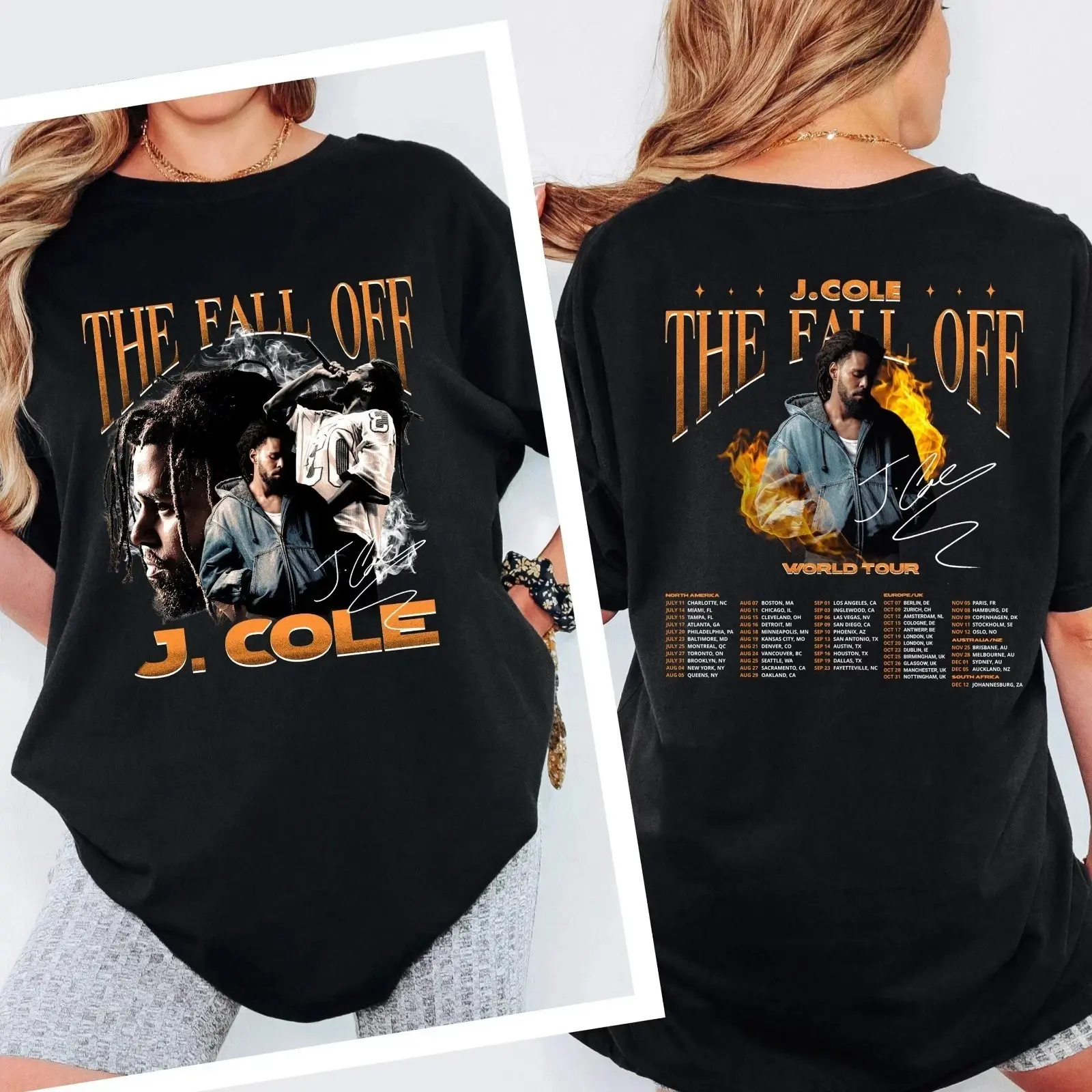 J Cole 2026 Music The Fall Off Tour 2026 T-shirt Retro Style Rap Fan Gifts Unisex T-Shirt