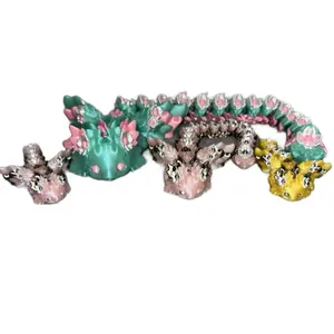 Flexi Short or Long Kosha Dragon  - (small, medium, large) Green Glitter with Pink Flowers or blue, purple, pink rainbow with white flowers