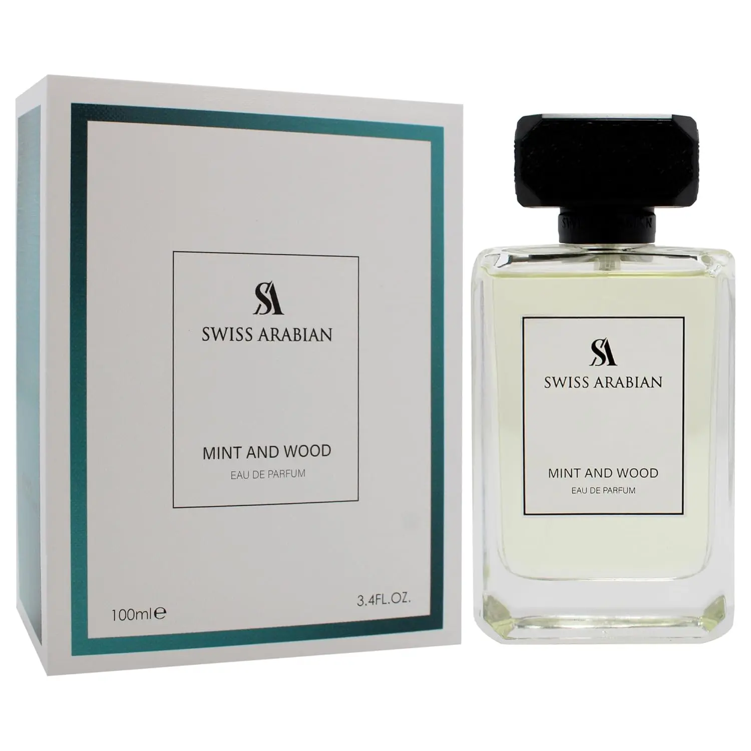 Swiss Arabian Mint and Wood – Eau de Parfum for Men – Fresh, Spicy, and Woody Cologne – Sophisticated Scent with Lemon, Cardamom, and Tonka Bean – 3.4 oz