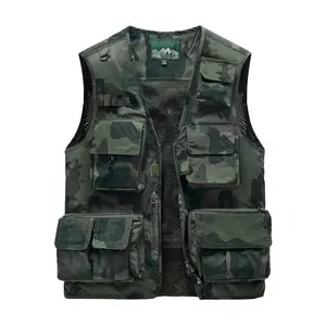Men's Tactical Camo Vest - Sleeveless Outdoor Utility Vest with Multiple Pockets, Zippered Mesh Panels & Straps for Hiking, Fishing & Casual Wear, Fishing Vest |   Camouflage Vest |   Multipocket Vest