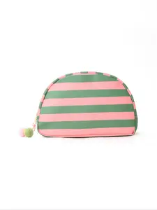 Striped Shell Storage Bag High Aesthetic Dopa Makeup Bag Makeup Organizer Pouch Travel Fashion Simple Portable Wash Bag Cosmetic Pouch, Casual Plaid Pattern, All Seasons