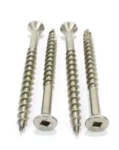 No. 8 x 1-1/2" Stainless Deck Screws, (100 Pack) Square Drive, Type 17   Point, 18-8 (305) Stainless Steel,  Fasteners,  Resistant by