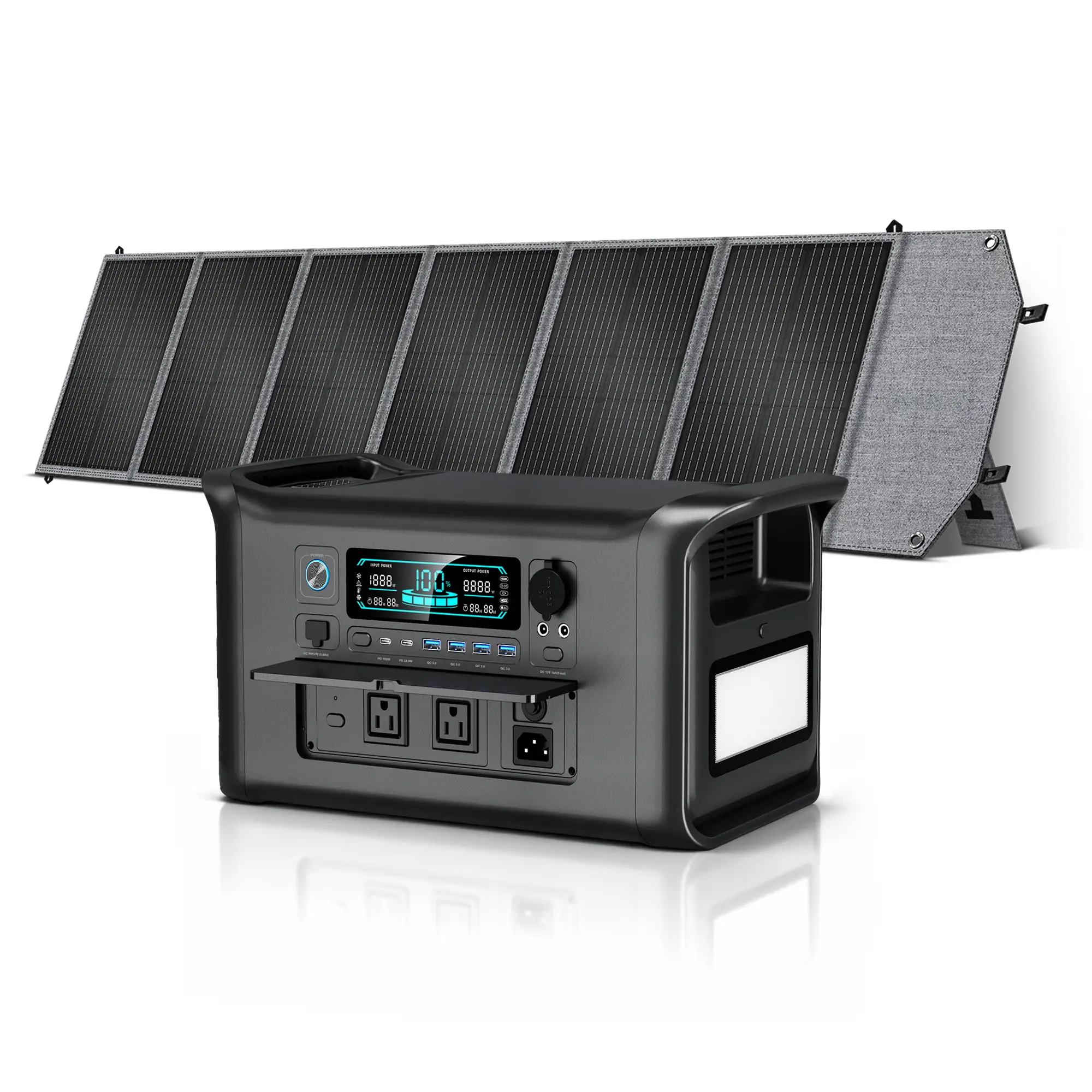 [TikTokShopBackToSchool]CTOLITY AP1000 1600W Portable Power Station with SP400 400W Solar Panel, 1024Wh LiFePO4 Solar Generator, 120V Pure Sine Wave AC Outlet, Portable Power Kit for Camping, RV, Travel & Emergency Home Backup