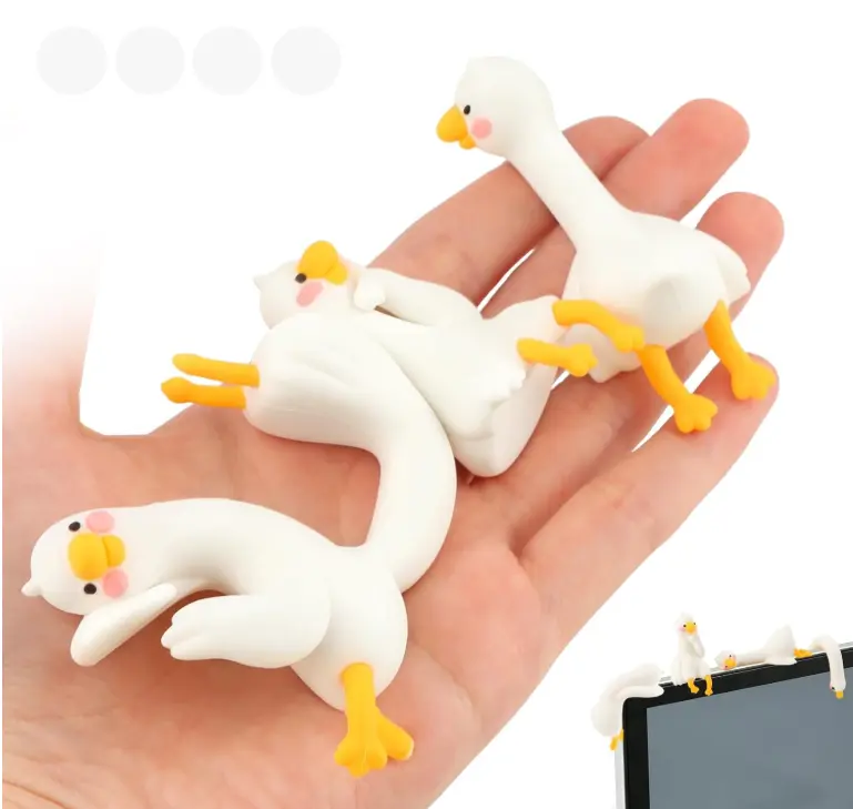 Cartoon Smooth Resin Desk Goose Figurines Set, Mini Cute Decorative Ornaments (1 PC Option Available) for Computer Monitor, Car Dashboard & Housewarming Gifts  ( 1 Pcs )