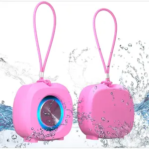 P-Speaker, Small Portable Bluetooth Wireless IPX5 Waterproof Shower Speaker,Loud Stereo Sound Deep Bass,TWS Paire, RGB Lights,Long Playtime for Outdoor Party, Great Gift,1PC(Pink)