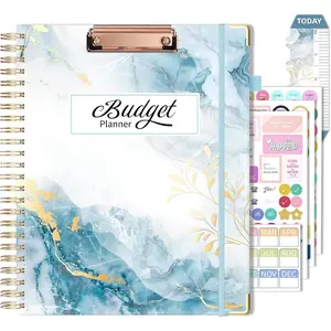 Undated Budget Planner with Expense  and Bill Organizer Large Spiral Bound Monthly Account Planners to Take Control of Your  12 Months Blue