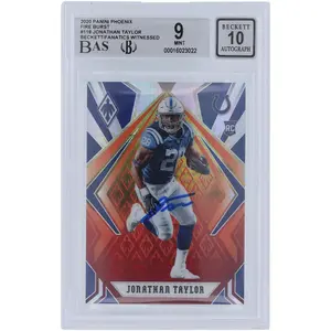 Jonathan Taylor Indianapolis Colts Autographed 2020 Panini Phoenix Fire burst #118 Beckett Fanatics Witnessed Authenticated 9/10 Rookie Card - Fanatics Authentic Certified