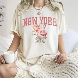 New York State Flower Comfort Colors Tshirt, Women's Crew Neck, Crewneck