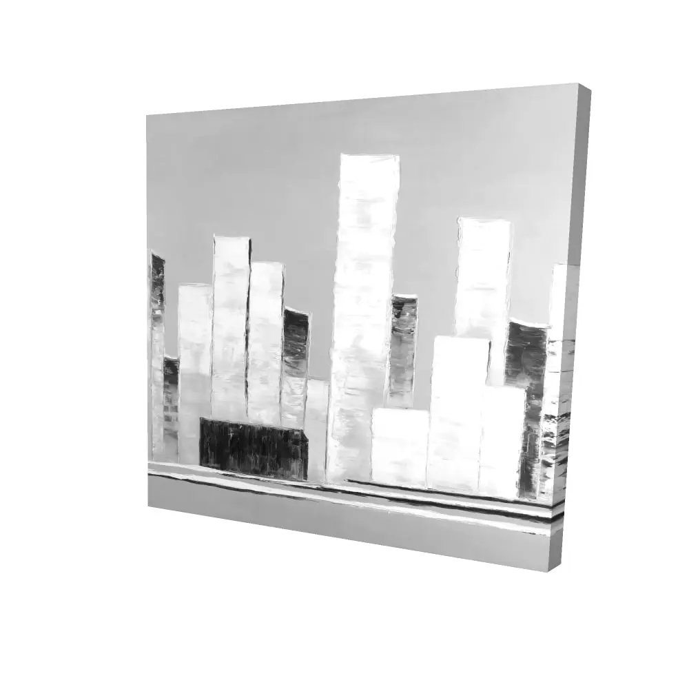 Begin Home Decor 2080-2424-CI321 24 x 24 in. Abstract Black & White Buildings Canvas - Modern Home Decor