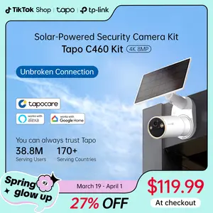 TP-Link & Tapo C460 Kit 4K 8MP Outdoor Solar-Powered  Security Camera Kit – 24/7 Capture, Free Person/Vehicle Detection, Starlight Color Night Vision, Alexa & Google Compatible