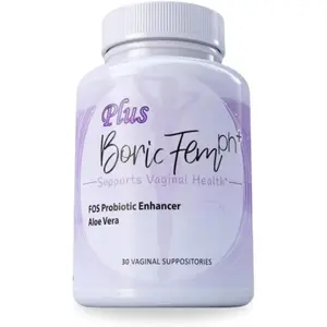 N'More Boric Acid Vaginal Suppositories Plus Aloe Vera & FOS Probiotic Enhancer 800mg/, 30 Count All Natural Made in USA