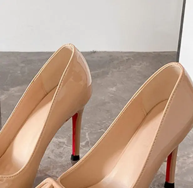 Women's French-Style Patent Leather Red-Soled Heeled Pumps - Fashion, Stylish Soft Walking Shoes - Petite & Plus Size Classy Elegant Professional Footwear