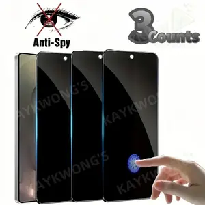KAYKWONG'S 3 PCS Privacy Screen Protector, Anti-spy Tempered Glass Screen Protector, Bubble-free Installation Screen Protector for Samsung Galaxy S21/S22/S23/S24/S25/S26 Plus, Ultra, Cover