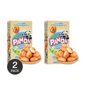 MEIJI Japanese Panda Milk Cream Cookies - 2 Packs, 60g Each | Delicious Snack Treat