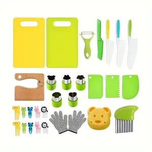 17 Pcs Kitchen Tools For Toddlers Kids Cooking Sets Safe Knife Set For Real Cooking Include Toddler Knives Cutting Boards Bear Sandwich Cutters Whisk Scissors