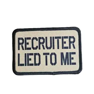 recruiter lied to me military meme 2"x3" removable morale patch with hook and loop backing tan