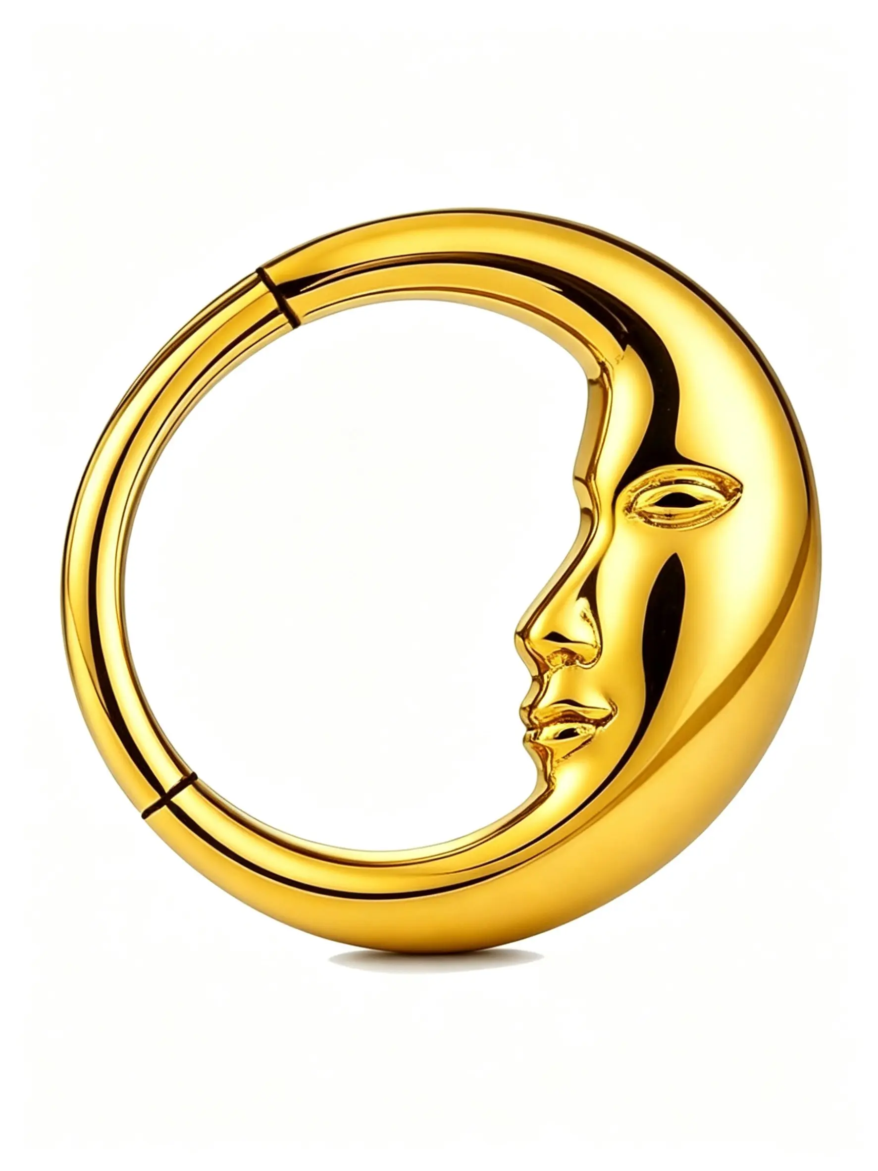 316L Stainless Steel Septum Ring, Unisex Segment Nose Ring, Teardrop Moon Face Cartilage Ear Cuff, Daith Cartilage Stud, 0.8cm & 1cm, Nose Piercing Jewelry, Body Piercing Jewelry