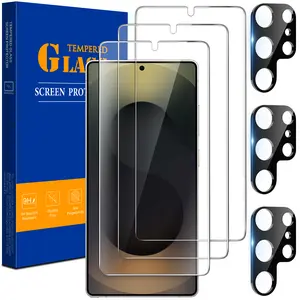 3Pcs + 3Pcs For Samsung Galaxy S25 Ultra S25 Plus S24 Ultra S24 Tempered Glass Screen Protector & Camera Lens Protector