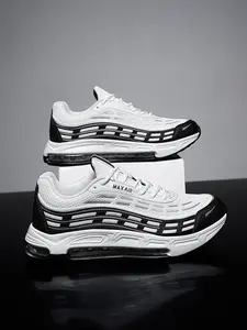 Lightweight Outdoor Air Cushion Sneakers for Men, Athletic Shoes, Breathable Striped Mesh Upper, Non-Slip Full-Length Air Sole, Color Block, Ideal for Summer Hiking, Trail Running, Beach Walks and Daily Indoor-Outdoor Wear - Durable Comfort