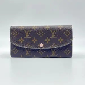 Pre-owned Louis Vuitton Leather Small Leather Goods Monogram Emilie Wallet Pink