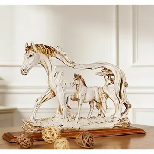 1 Pc Creative Hollow Style White Horse Resin Decoration Feng Shui Galloping Horse Statue Resin Crafts Study Decoration, Suitable For Home Decoration, Party Decorations, Holiday Gifts, Suitable For Animal Art Lovers